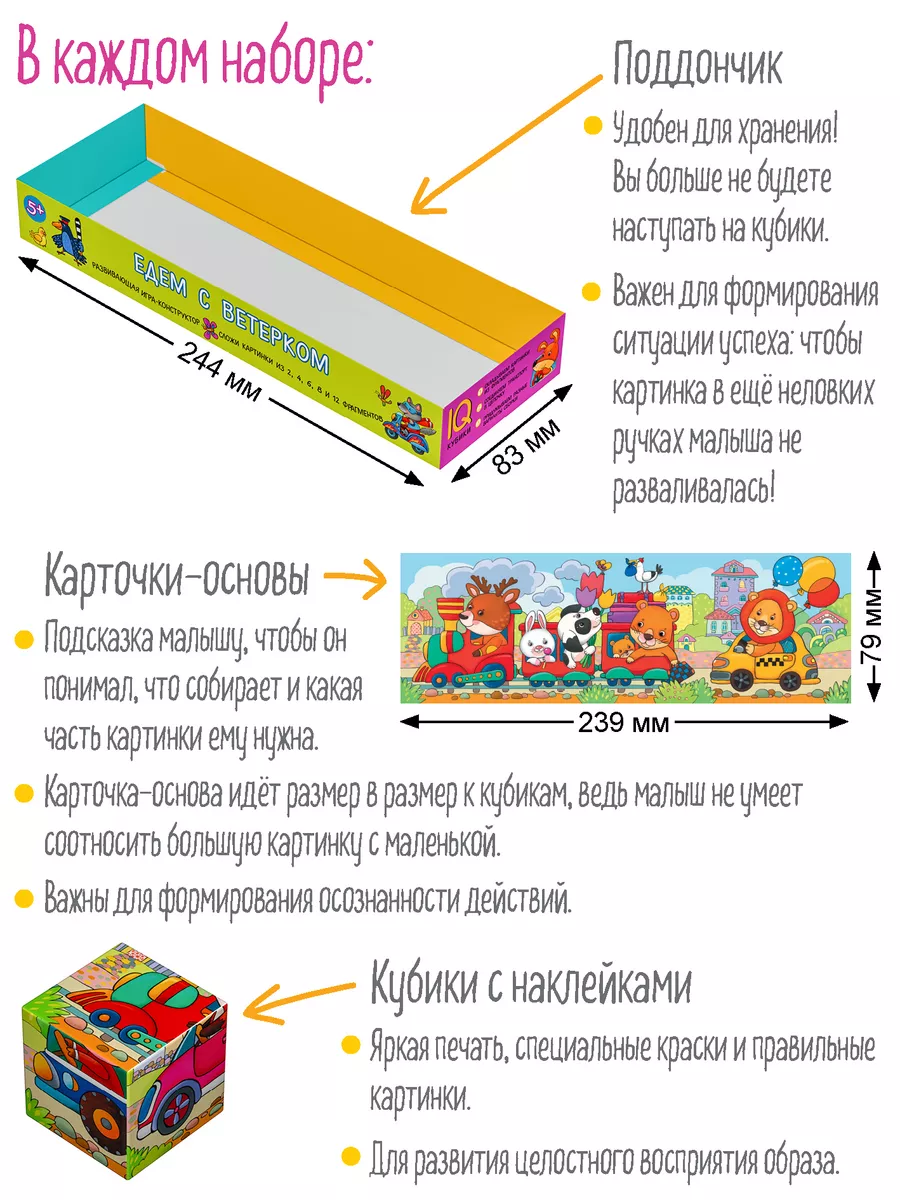 АЙРИС-пресс IQ Кубики детские с картинками Мы едем Развивающая игра 4+