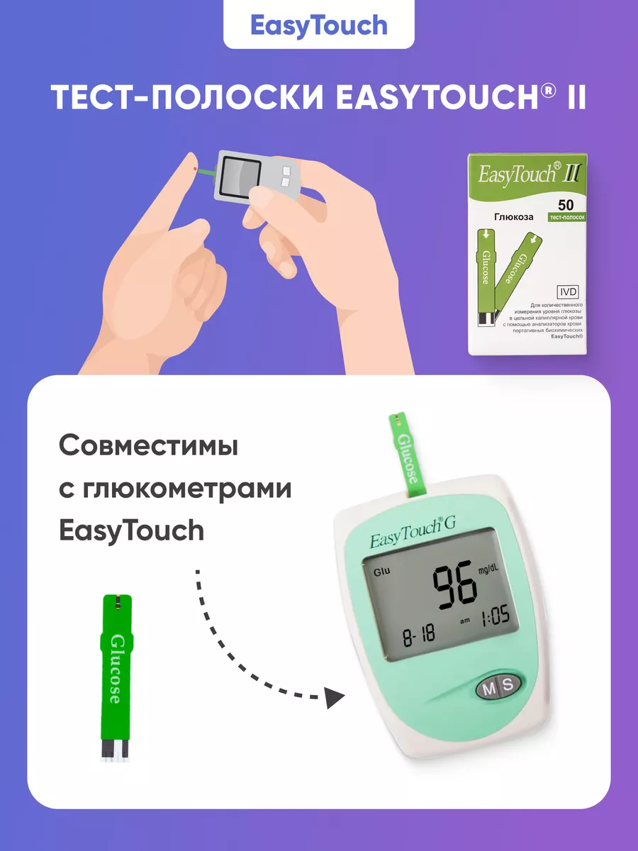 Тест-полоски на глюкозу EasyTouch (ИзиТач) 50 шт Easy Touch купить по цене  0 р. в интернет-магазине Wildberries в Беларуси | 10180038