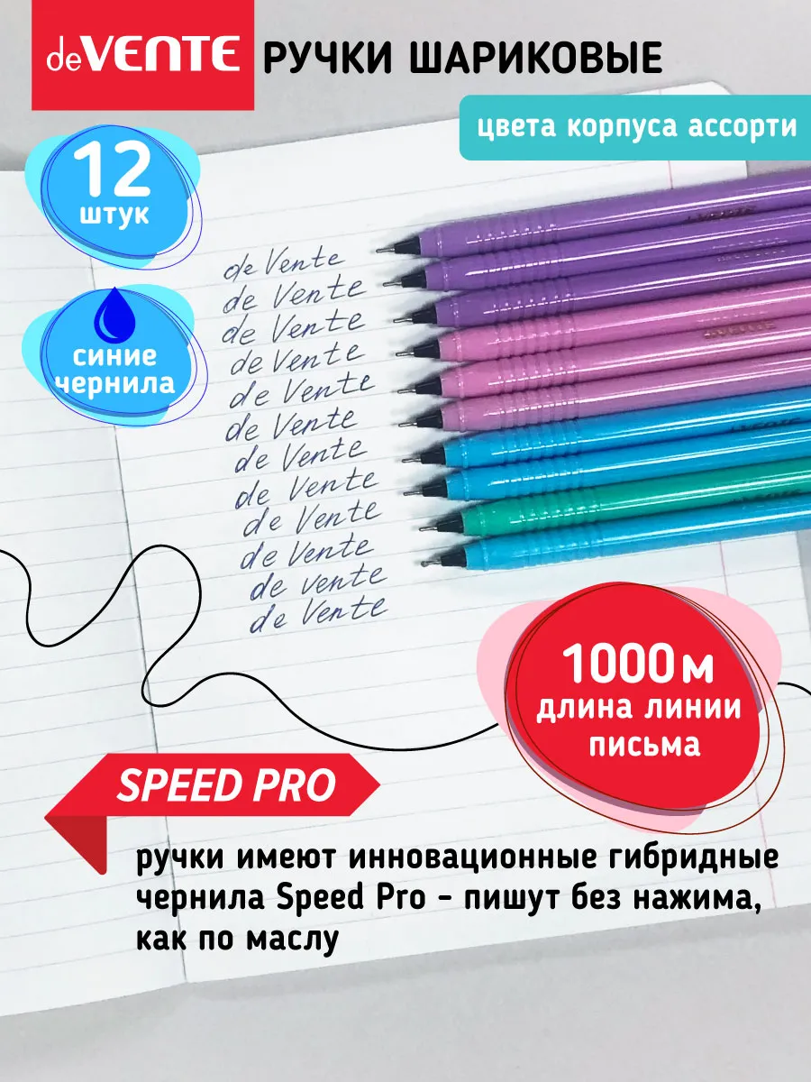 Ручки шариковые синие эстетичные километровые DeVENTE купить по цене 196 ₽  в интернет-магазине Wildberries | 12296135