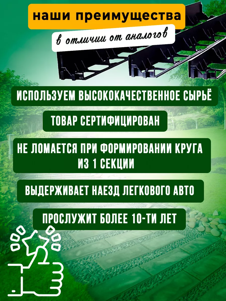 Бордюр садовый пластиковый 8 метров, высота 58 мм ГеоПластБорд купить по  цене 2 389 ₽ в интернет-магазине Wildberries | 12893208