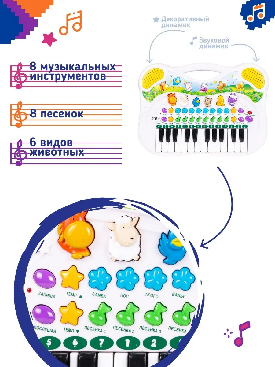 Пианино детское музыкальное Поющие друзья Синтезатор GENIO KIDS купить по  цене 1 328 ₽ в интернет-магазине Wildberries | 1986971