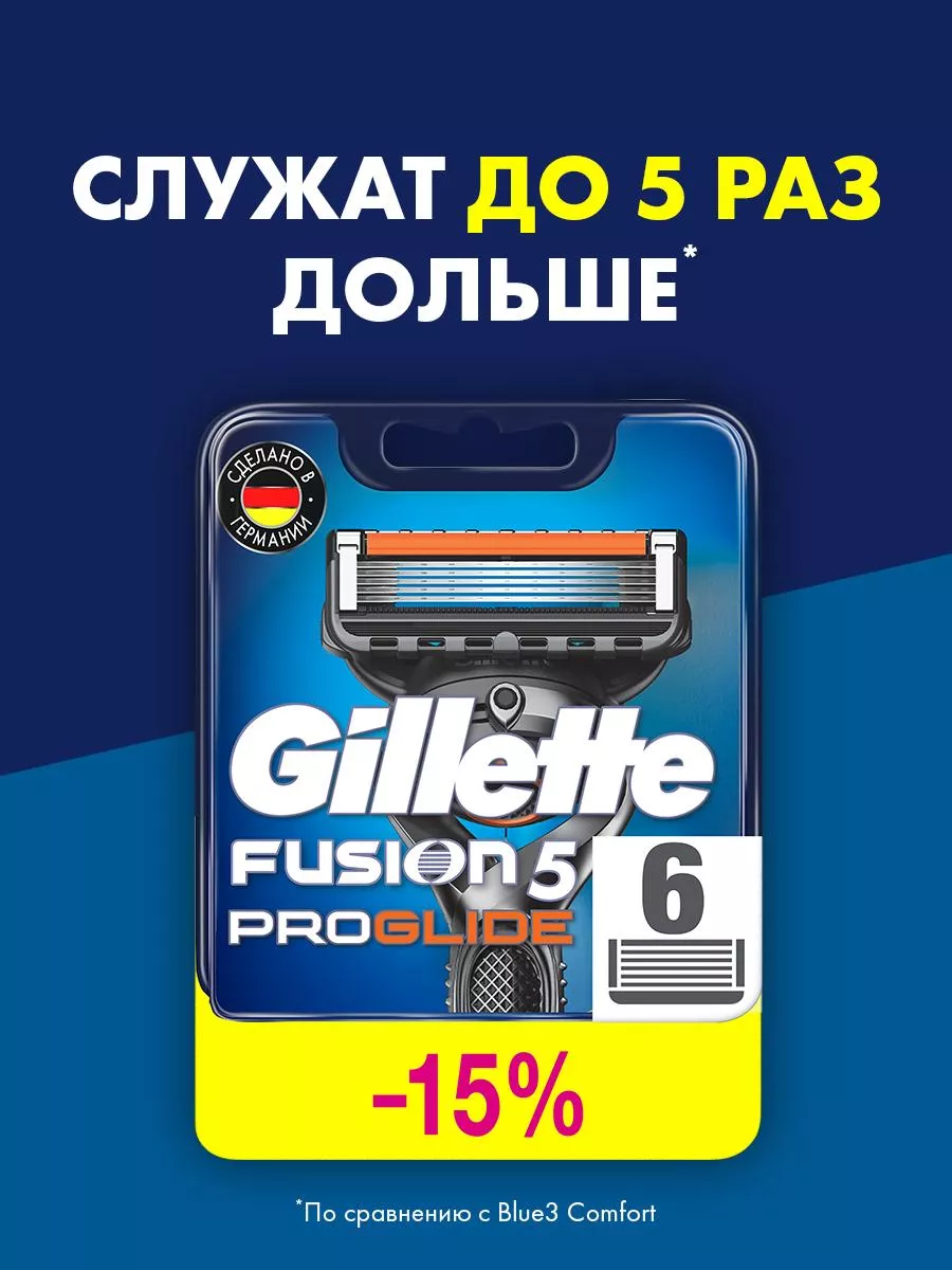 Кассеты для бритья сменные лезвия бритвы Fusion 5 ProGlide 6 GILLETTE  купить по цене 2 389 ₽ в интернет-магазине Wildberries | 5296950