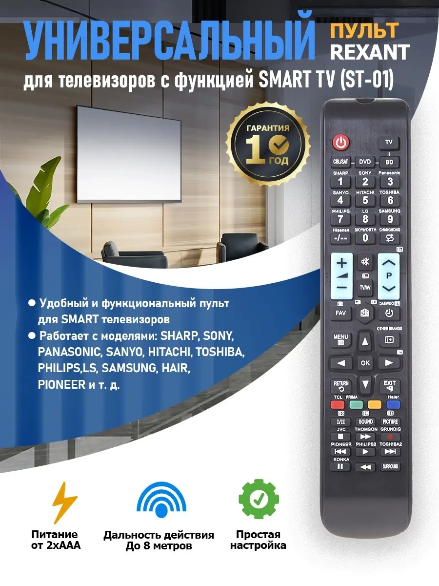 Пульт универсальный для телевизора с функцией SMART TV